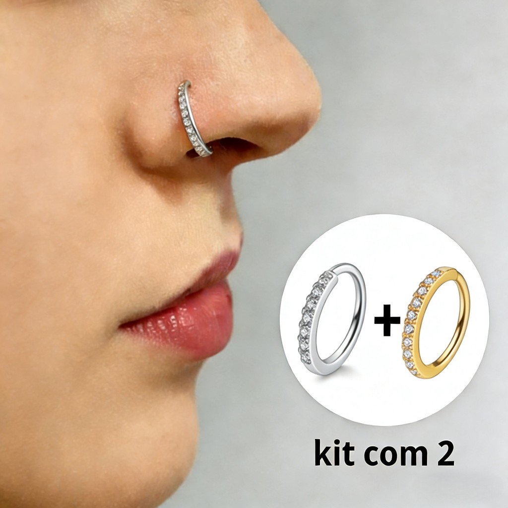 Kit 1/2/4 Piercings Argola com Zircônias  Biju pa