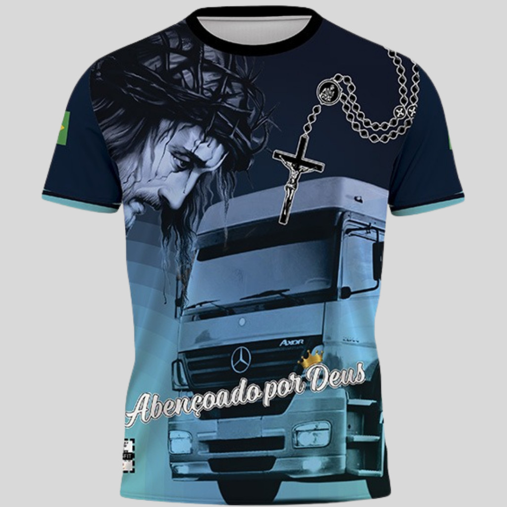 Camiseta Caminhoneiro Abençoado Por Deus Dry Fit 