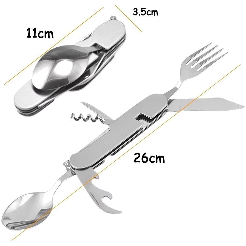 Kit Mini Talheres Dobráveis Camping Faca Garfo Co