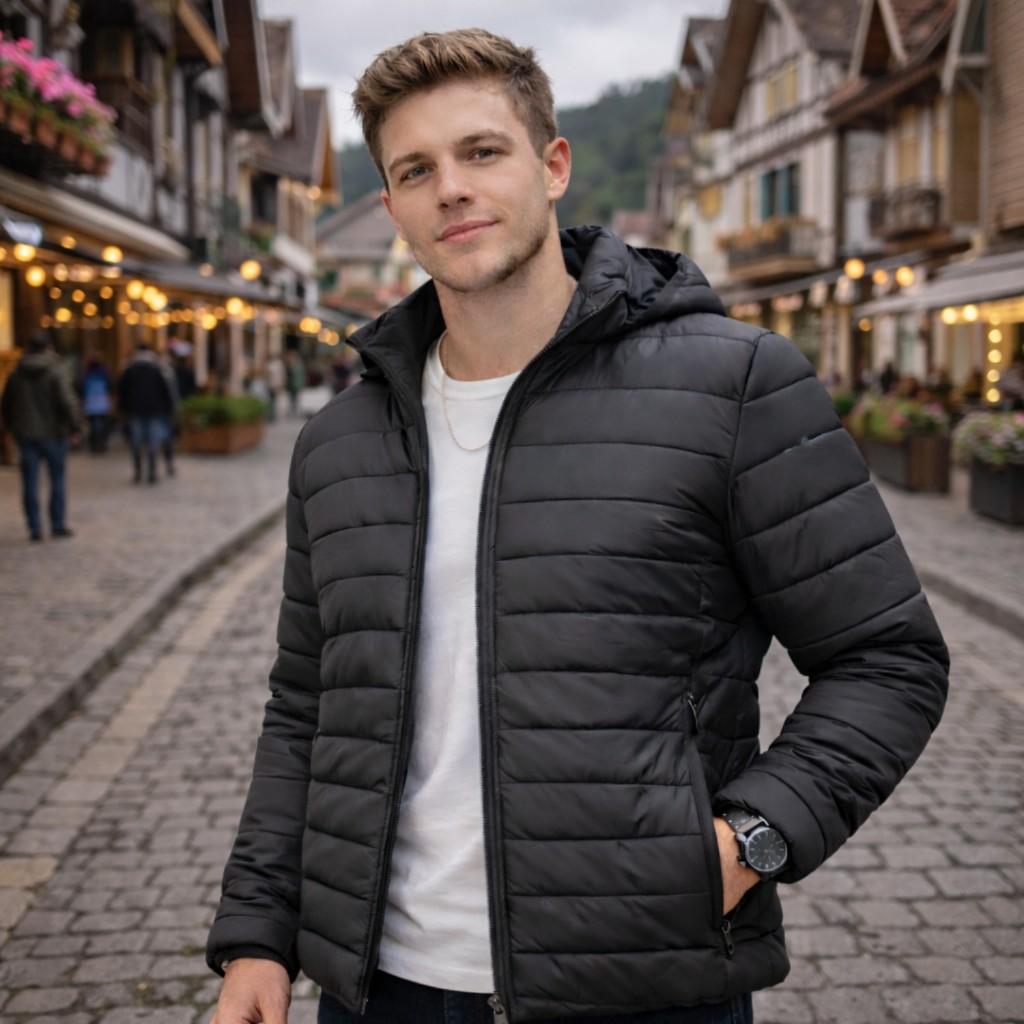 Jaqueta Bobojaco Puffer Capuz Removível Impermeá