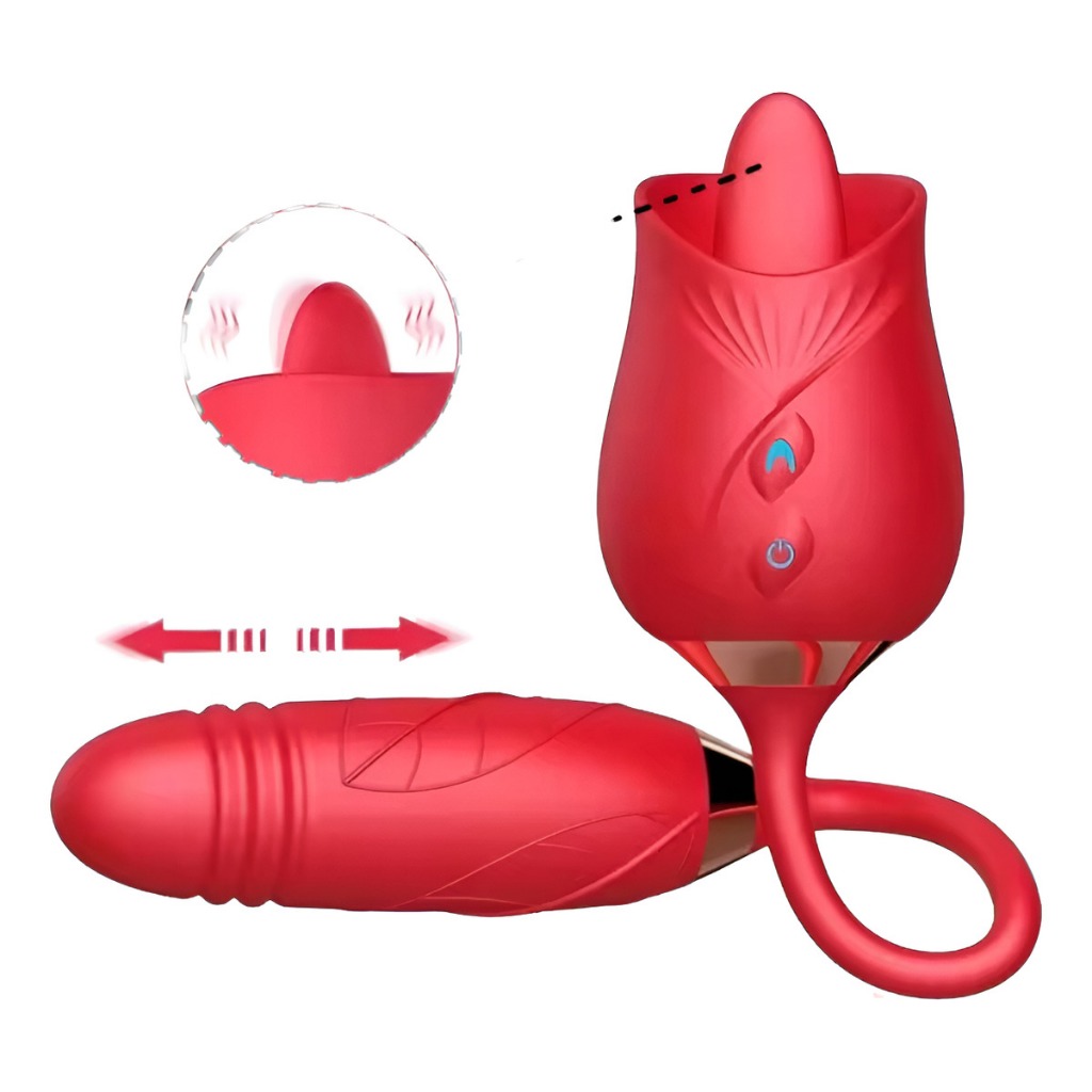 Vibrador Rosa 2 em 1 Estimulador Língua com vibra