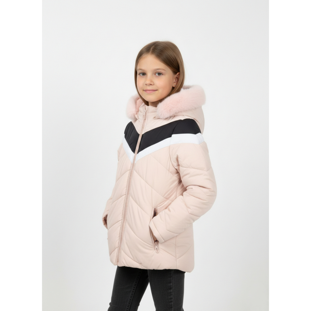 Jaqueta Infantil Feminina Puffer com Capuz Pelucia