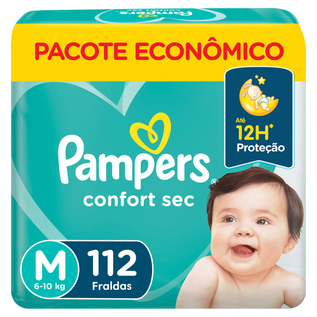 Fraldas Pampers Confort Sec Max M 112 Unidades