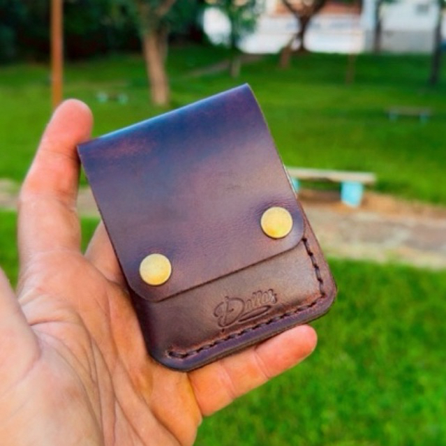 Carteira de couro legítimo feito a mão mod.KAZO 