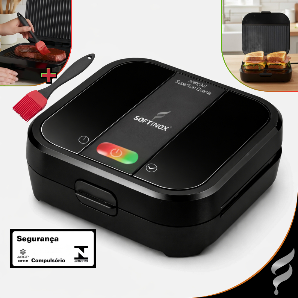 Sanduicheira e Grill Churrasqueira Elétrica 2 em 