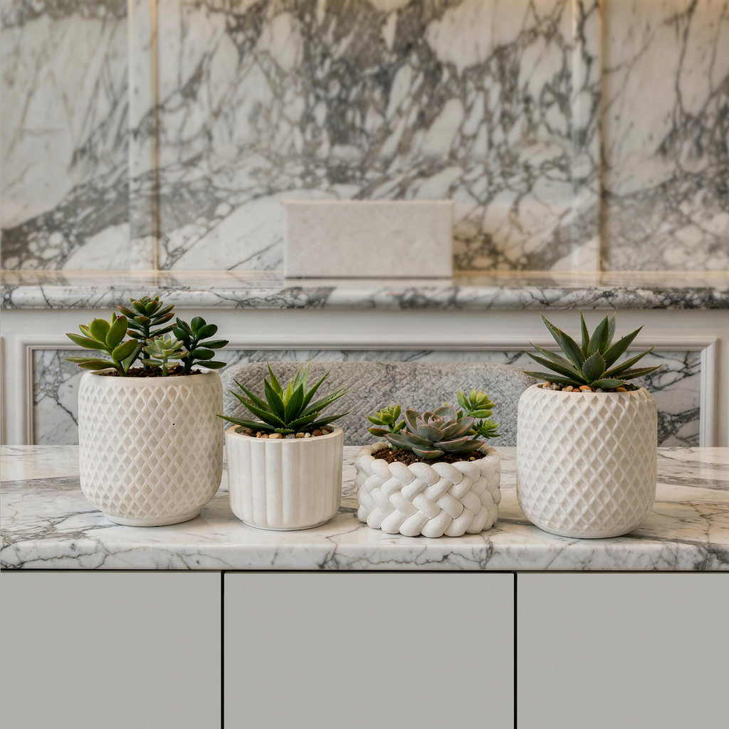 Kit 4 Vaso Decorativo em Gesso para Vaso de Planta