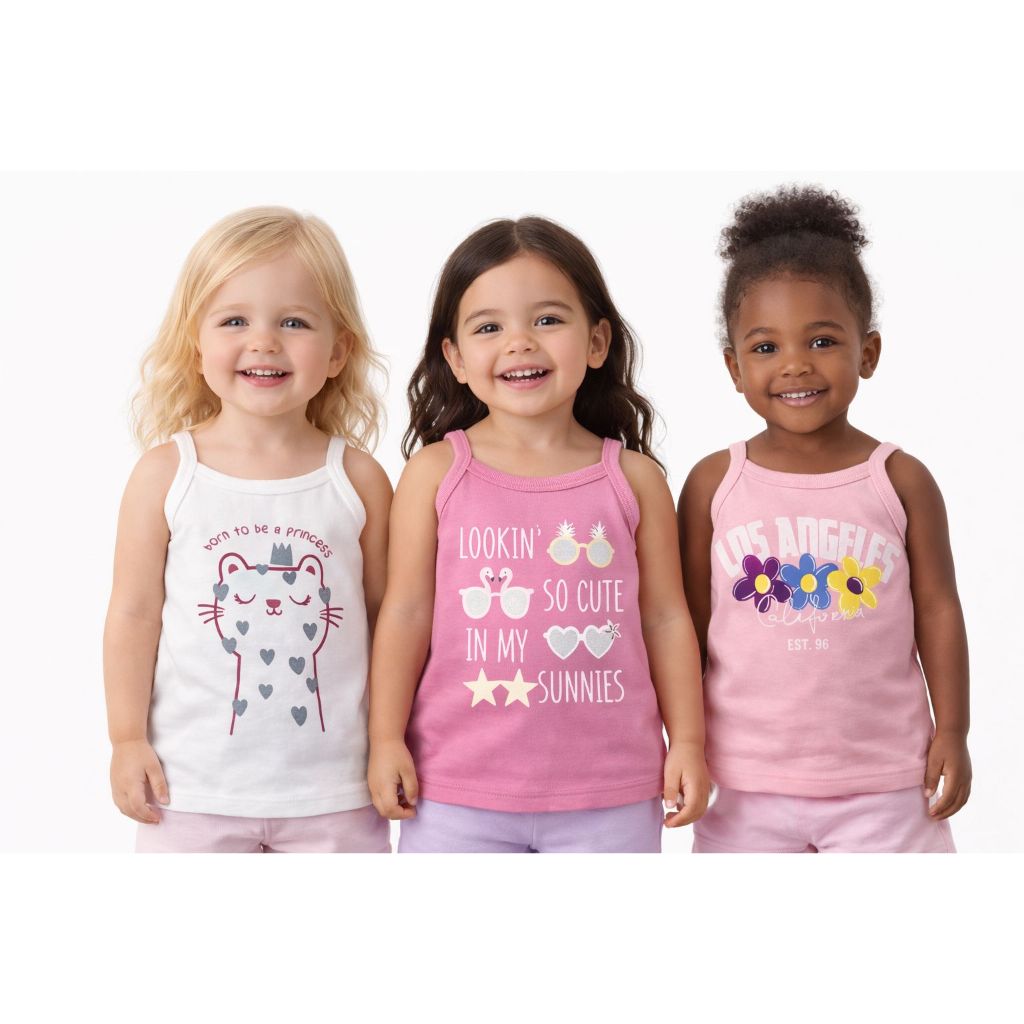 KIT 3 Peças Alça Sortidas Menina Verão Tamanho 