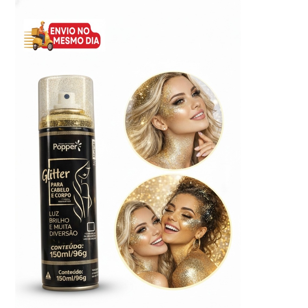 Spray Glitter Cabelo Corpo Roupa Carnaval Desfiles