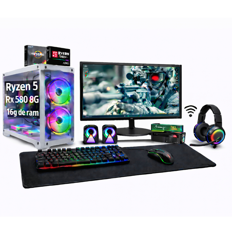 PC Gamer Completo Ryzen 5 | RX 580 8GB GDDR5 | 16G