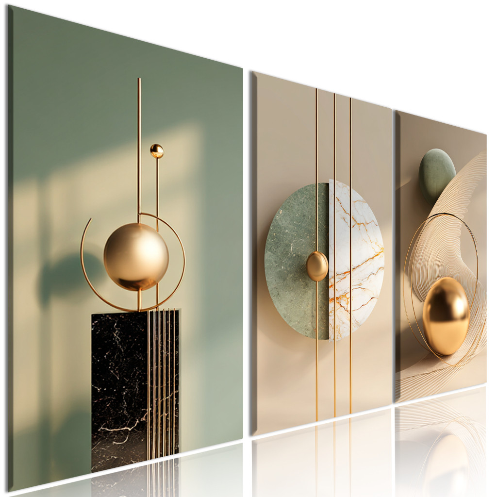 Kit Quadros Decorativos Abstratos Modernos Tons Ve