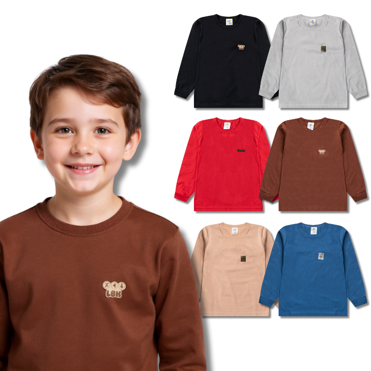 Kit Sortido Camisa Manga Longa Lisa Masculina/Meni