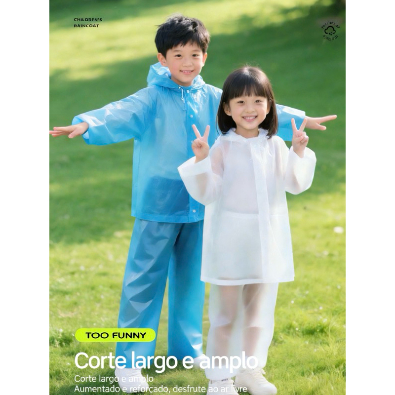 Conjunto de Calça+Capa de Chuva Infantil Escolar 