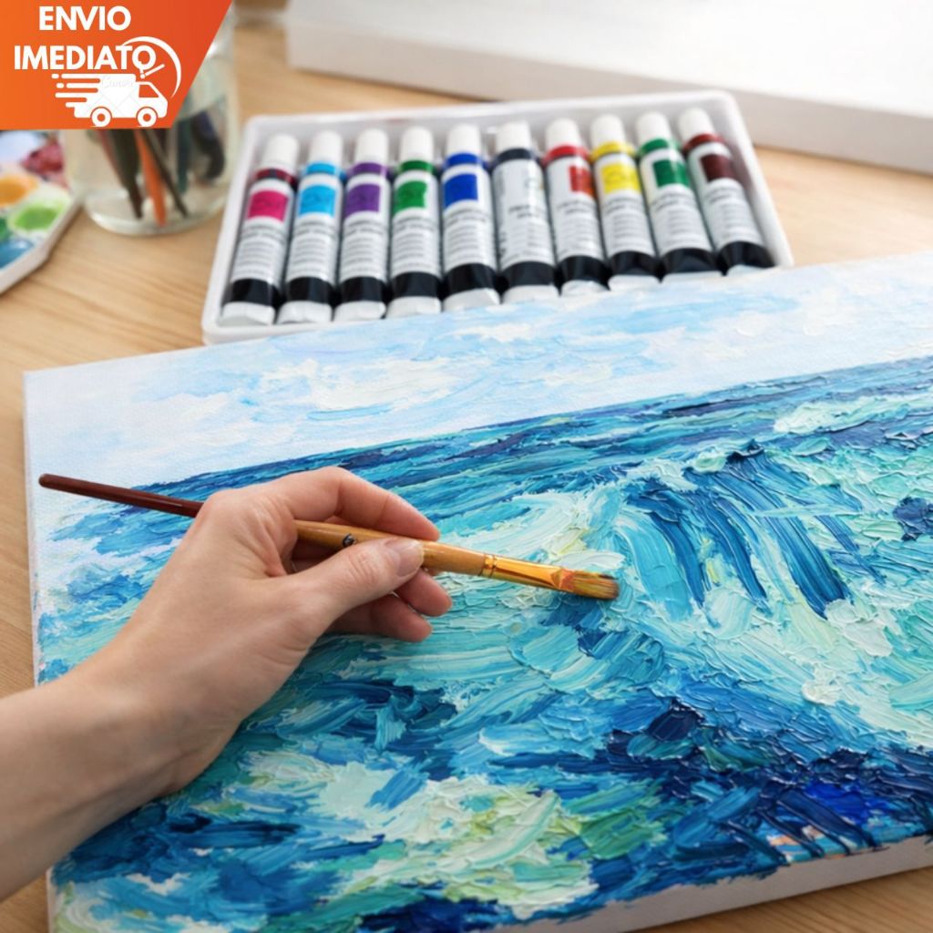 Kit Tinta A Óleo Profissional 12 Cores Vibrantes 