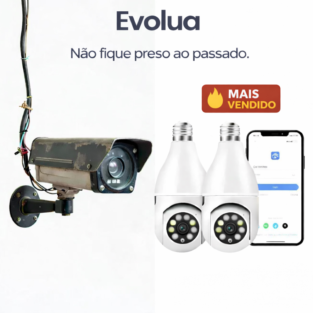 Câmera Lâmpada de Segurança Vigilância IP Wi-F