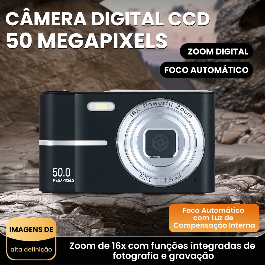 Câmera Digital 50MP Zoom 16x Tela LCD 2.4 Grava 1