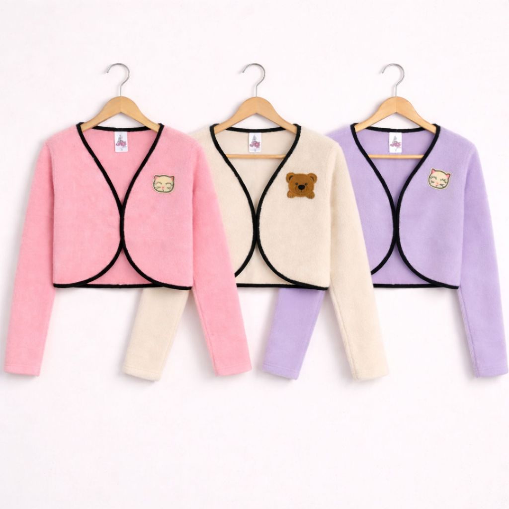 Bolero Infantil Feminino Manga Longa Ted Peluciada