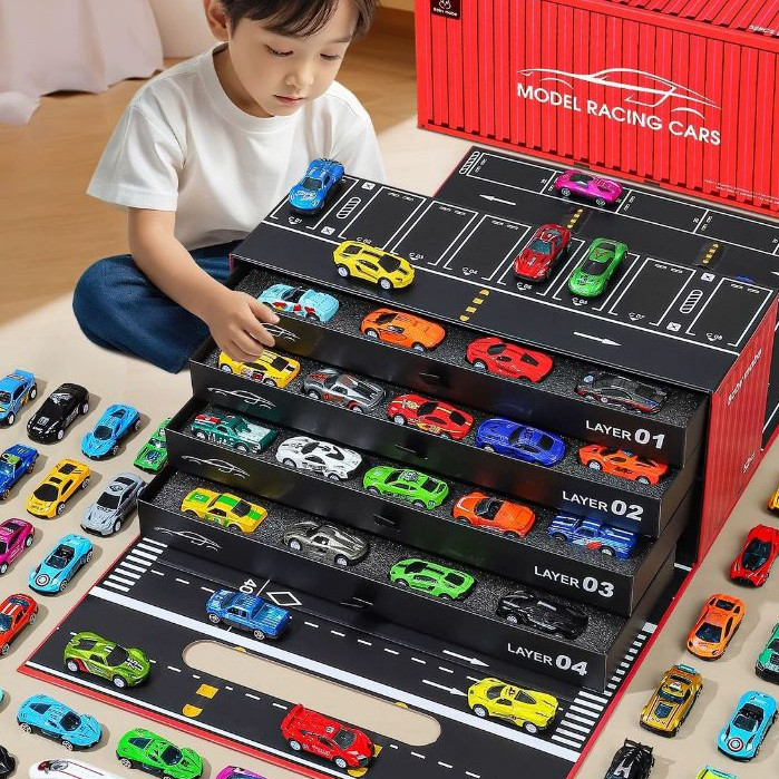 Brinquedo Kit 48 Carrinhos com Fricção de Lata M