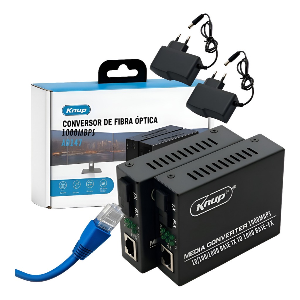 Par Conversor Mídia Fibra Óptica A+b Gigabit 100