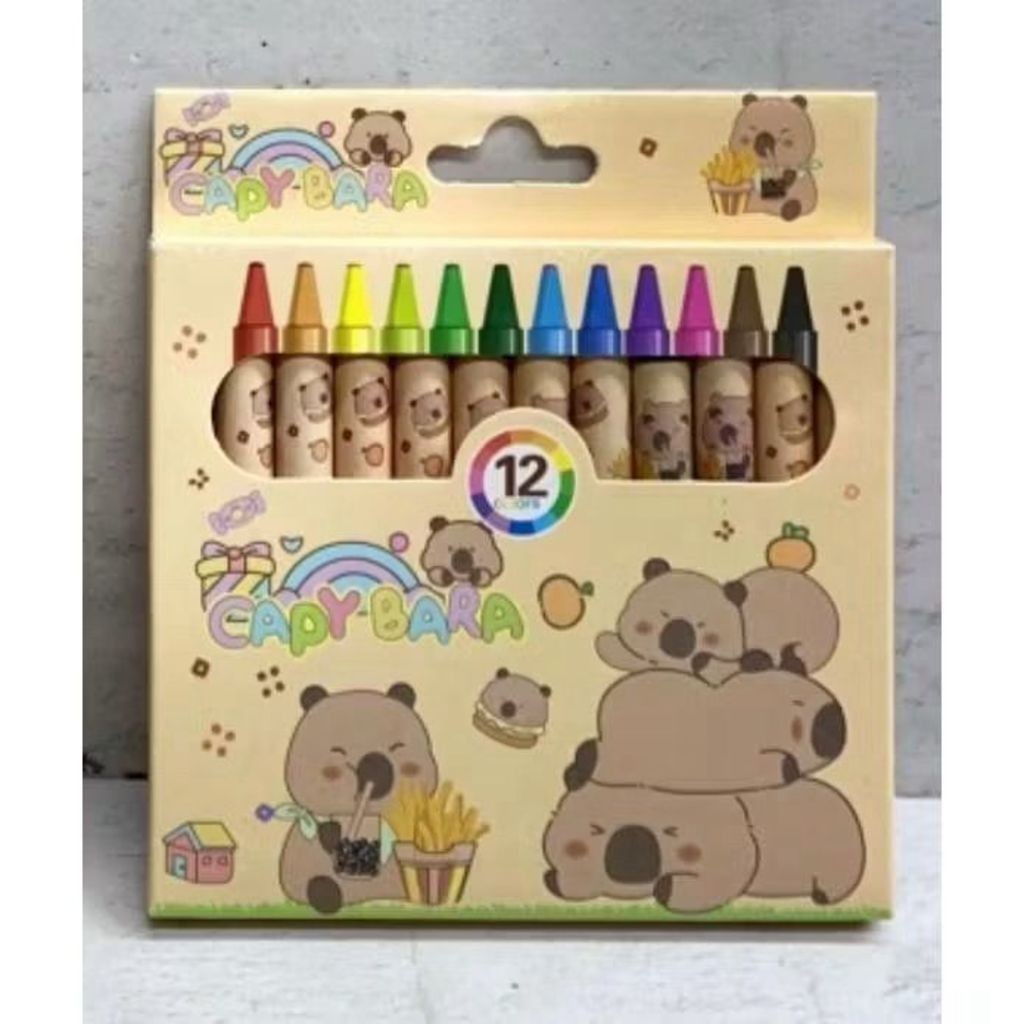 Giz De Cera Capivara Com 12 Cores Lápis 8.8cm Col