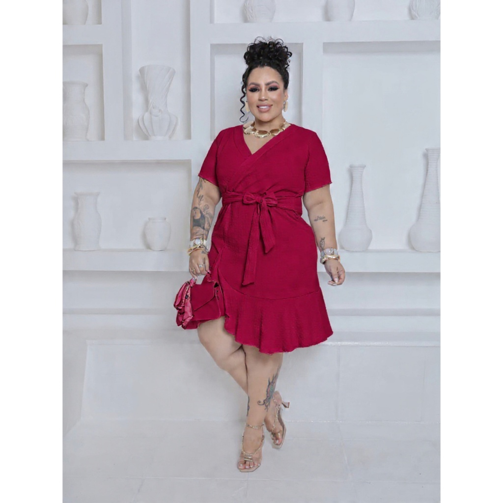 vestido plus size  de malha texturizado  GG ( vest