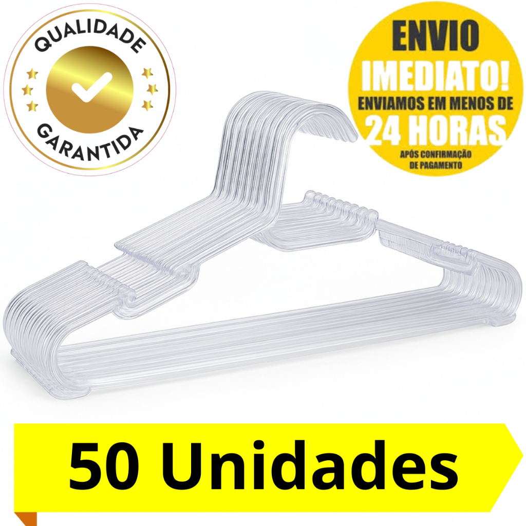 Cabide Acrilico Premium 50 Cabides Adulto Criança