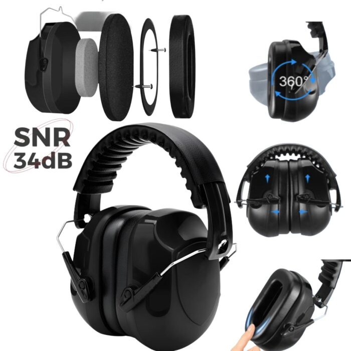 Abafador de Rúidos 34 Decibéis Preto