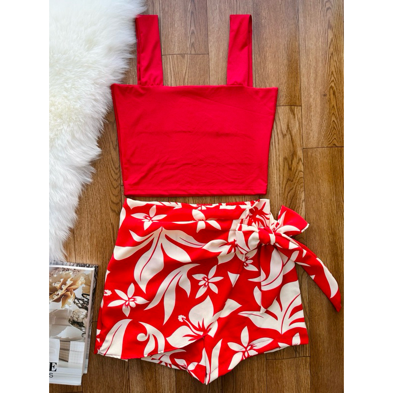 conjunto 2pcs de cropped suplex com alca grosso+sa