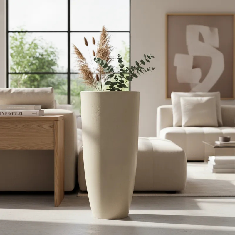 Vaso Luxo Planta Sala Coluna Ibiza Cone G Decorati