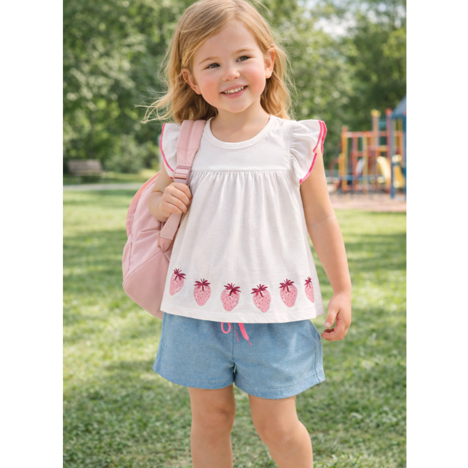 Conjunto Infantil Blusa Meia Malha com Estampa de 