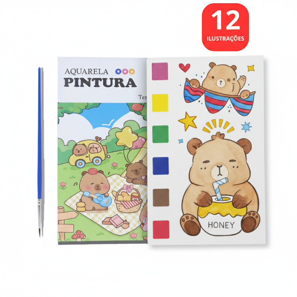 Livro De Colorir Infantil Com Aquarela Tempo Feliz