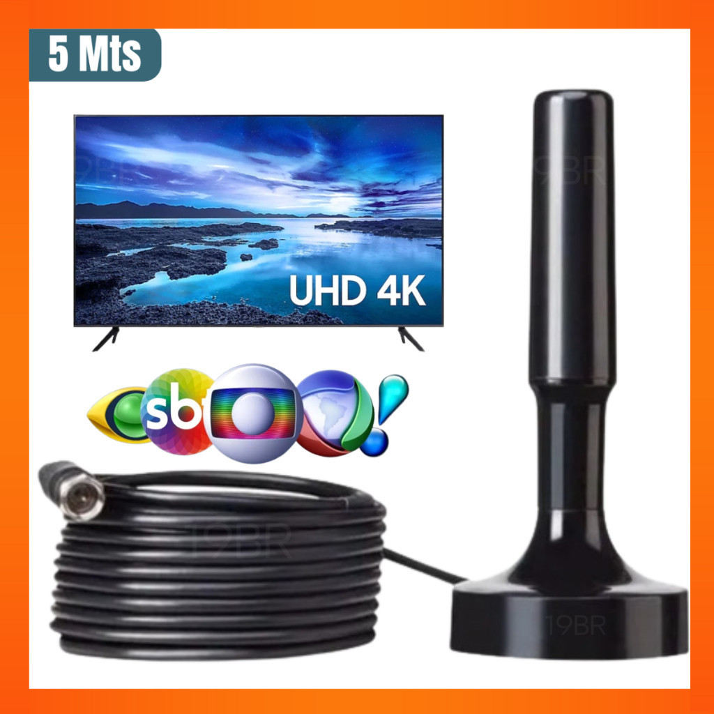 Antena Digital Interna Externa Full Hdtv 4K Cabo G