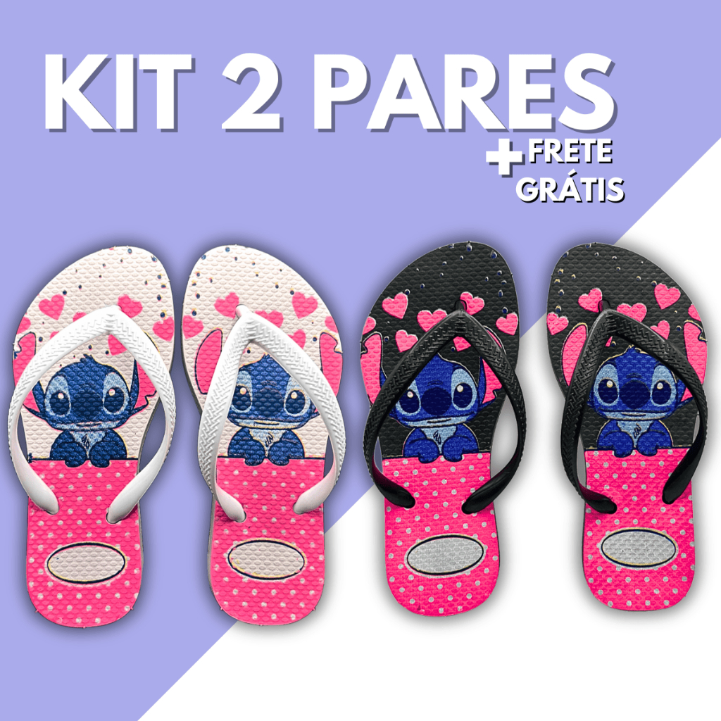 Kit 2 Pares Chinelo Sandalia Feminino Infantil Sli