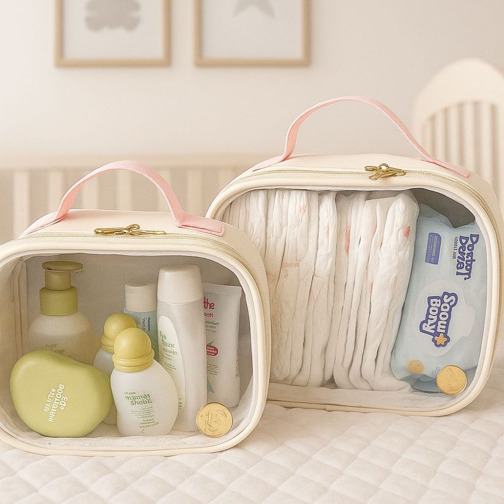 Kit 2 peças necessaire maleta transparente organi