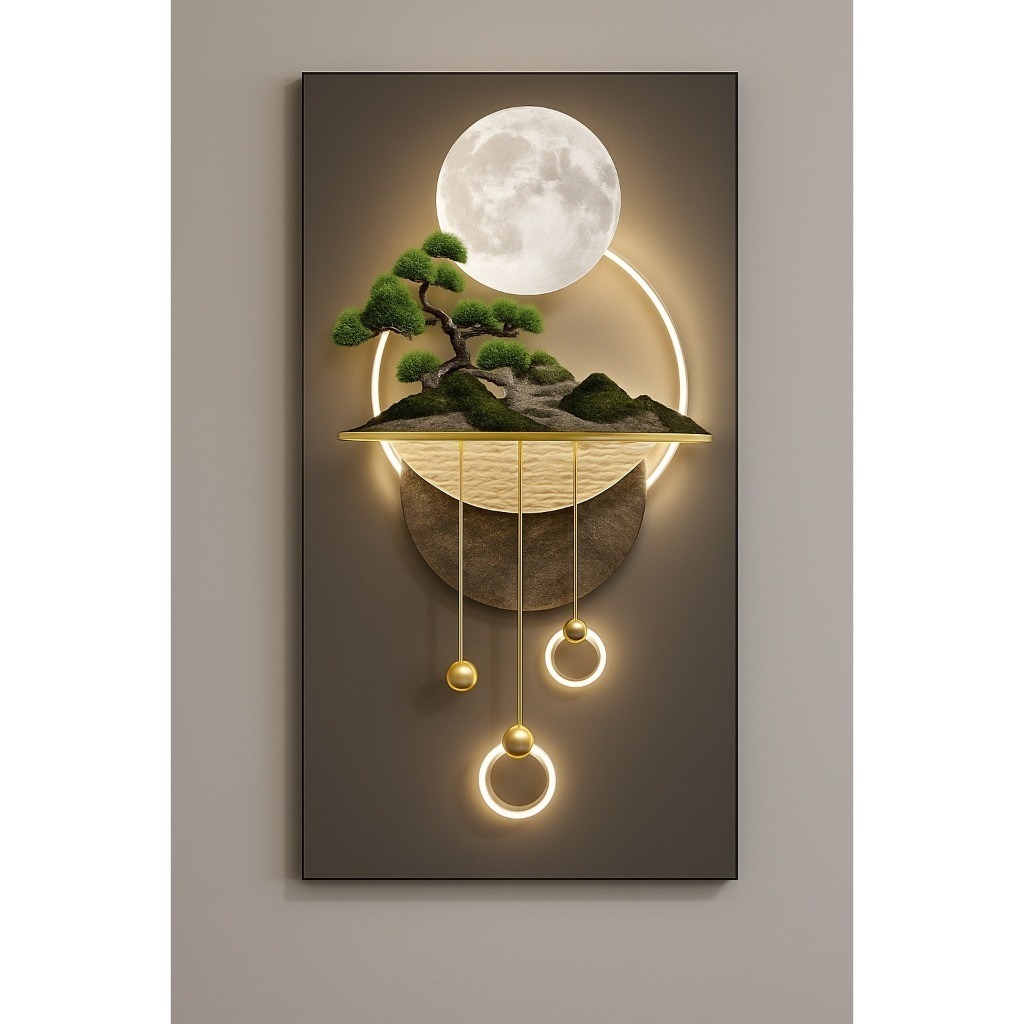 Quadro Decorativo Bonsai Oriental Lua | Decoraçã