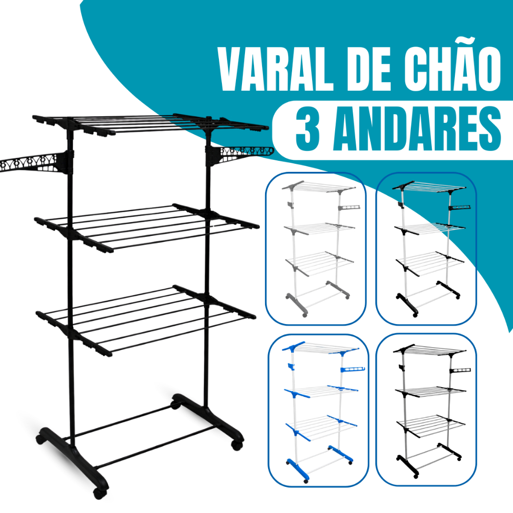Varal De Chão 3 Andares Para Roupas e Calcinhas 4