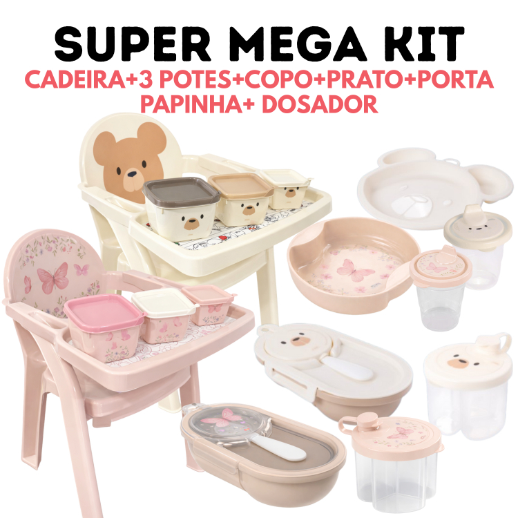 Kit Alimentação Bebê Completo com Cadeira | Pra