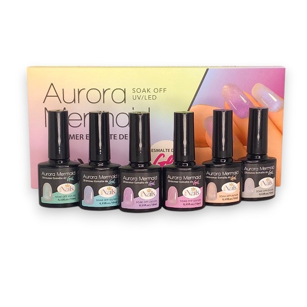 Kit 6 Esmaltes em Gel Aurora Mermaid UV/Led 10ml (