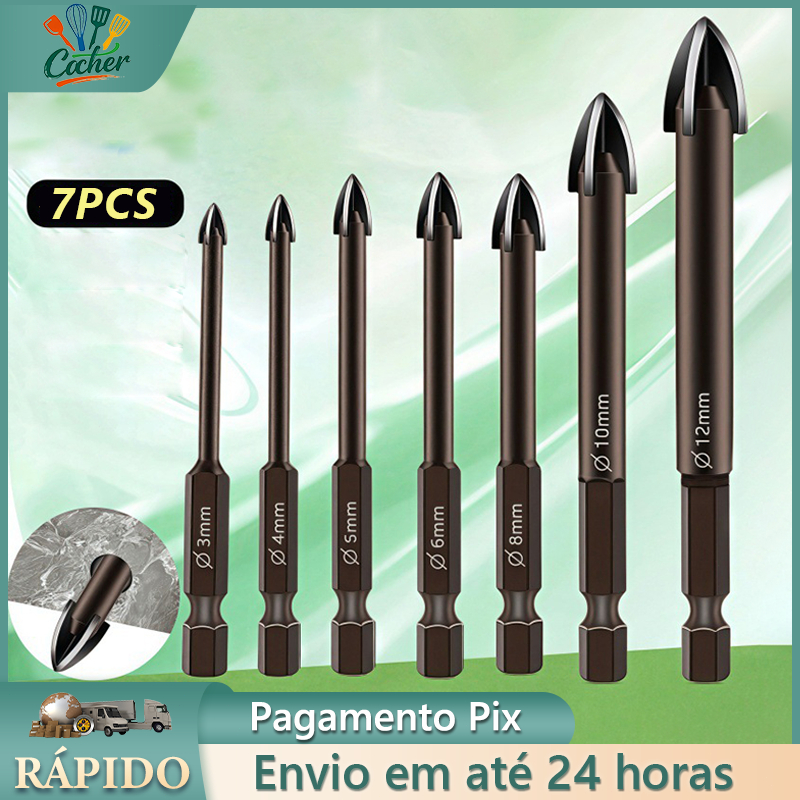 Kit 7 Broca de carboneto profissional  Madeira Fer