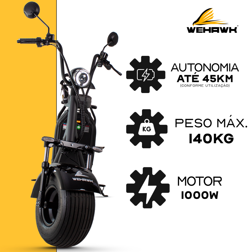 Scooter Elétrica 1000W Wehawk WX-10 NB Free | Bat