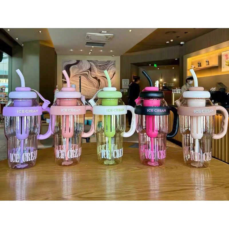 Garrafa de Água com Canudo de Silicone Grande com