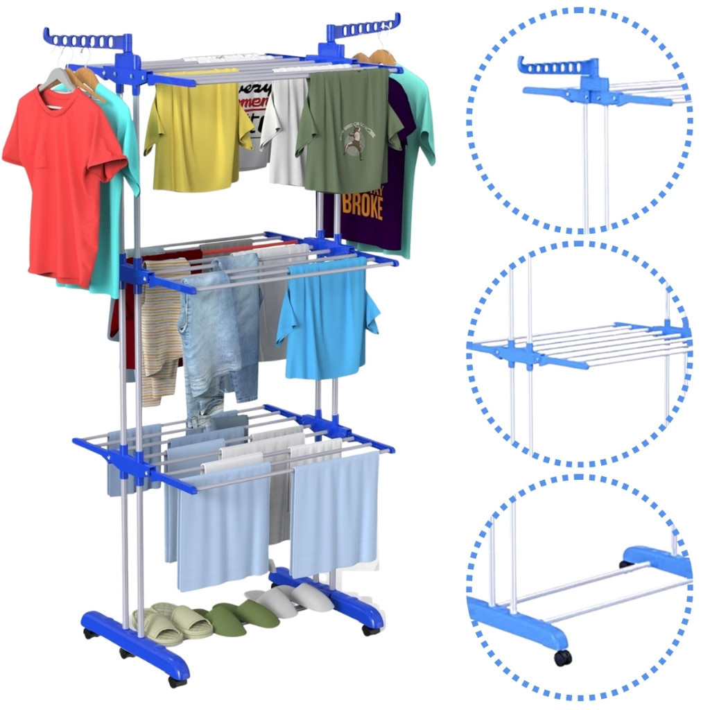 Varal De Chão Roupa Reforçado Grade 3 Andares Do