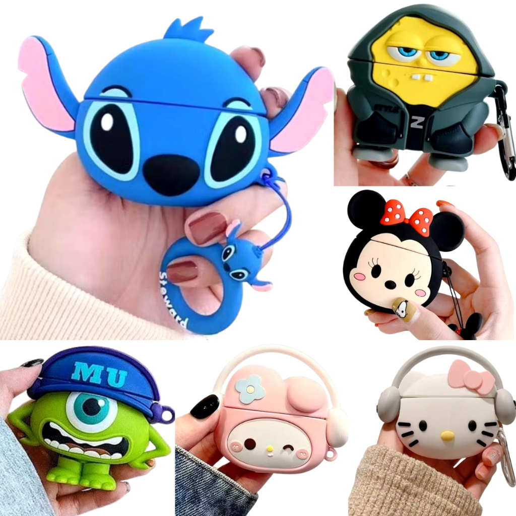 Capa Protetora AirPods 4 Personagem 3D Case de Sil