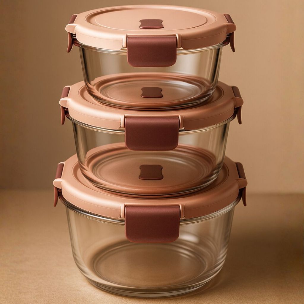 Kit 3 Potes Herméticos de Vidro Para Alimentos Qu