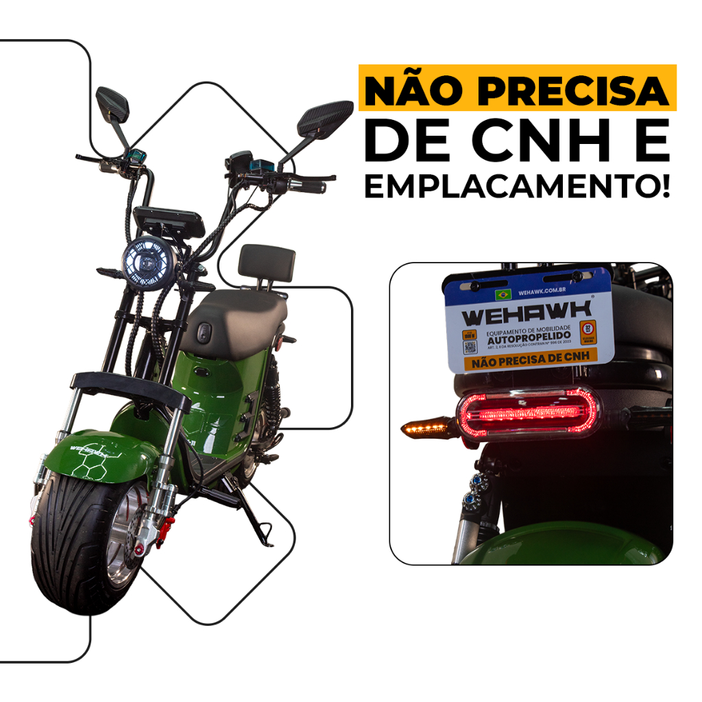 Scooter Moto Elétrica Wx-11 1000W Bateria de Lít