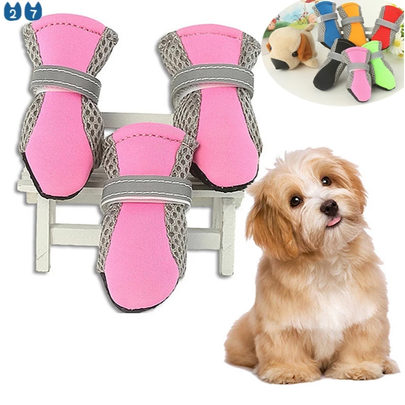 Kit 4 Sapato Para Cachorro Gato Pet Bota Protetora