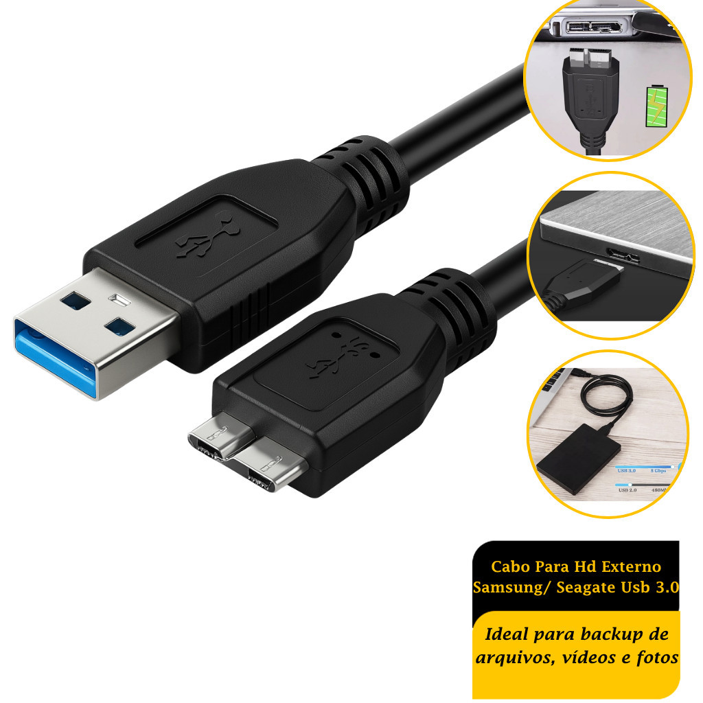 Cabo Para Hd Externo Samsung/ Seagate Usb 3.0
