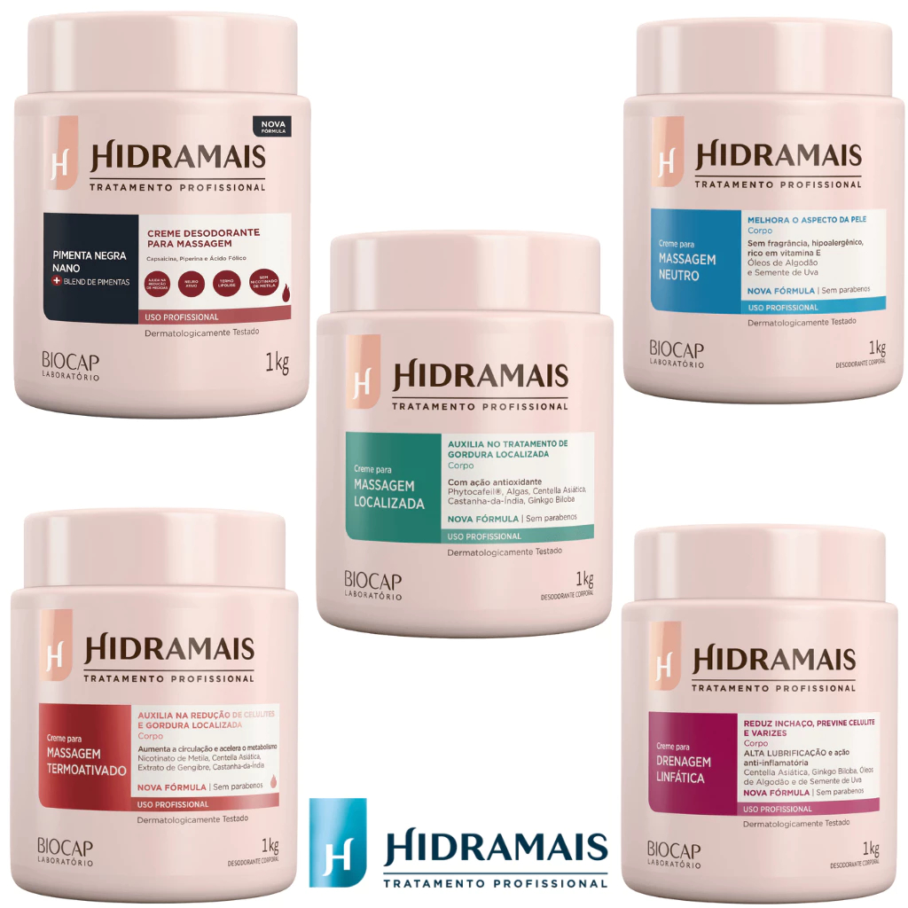 Cremes de Massagem Hidramais 1kg 500g-60G Profissi