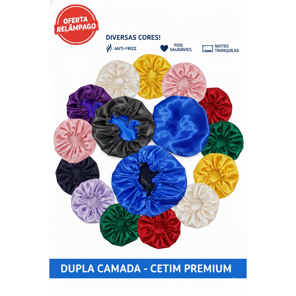 Touca De Cetim Antifrizz Dupla Face Com Regulador 
