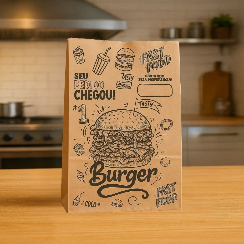 Saco De Lanche Papel Kraft Sos M 100und 18x30x10 C