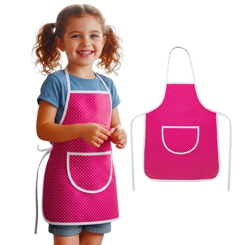 Avental Escolar Rosa p/ Pintura e Atividades Imper